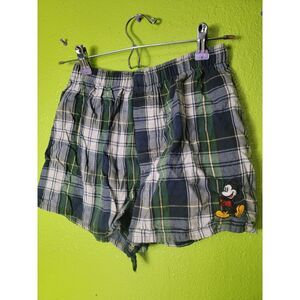 Vintage Mickey Mouse Shorts Youth Disney Plaid Medium Made In USA